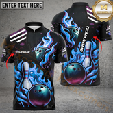 Maxcorners Bowling Ball And Pins Vintage Flame Multicolor Options Personalized Name, Team Name 3D Shirt