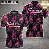 Maxcorners Bowling Ball Flame Multicolor Options Personalized Name, Team Name 3D Shirt