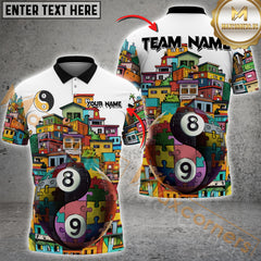 Maxcorners Billiard Urban Art With Puzzle Piece Personalized Name, Team Name 3D Shirt
