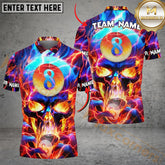 Maxcorners Ball 8 Flame Hollow Skull Billiard Jersey Multicolor Options Personalized Name, Team Name 3D Polo Shirt