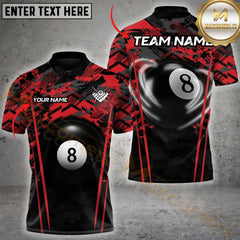 Maxcorners Billiard Crimson Cue Clash Multicolor Personalized Name 3D Shirt