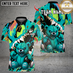 Maxcorners Bowling Teddy Monster Multicolor Customized Name, Team Name 3D Shirts
