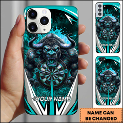 Maxcorners Darts Raging Angry Bull Red Splatter Personalized Name 3D Phone Case