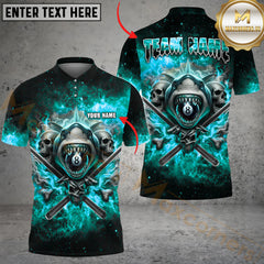 Maxcorners Billiard Ball 8 Pool Shark Skull Multicolor Personalized Name, Team Name 3D Shirt