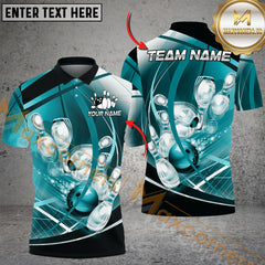 Maxcorners Bowling Dynamic Motion Theme Multicolor Customized Name, Team Name 3D Shirts