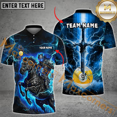 Maxcorners Ball 9 Fantasy Knight Thunder Lightning Pattern Billiard Jersey Multicolor Options Personalized Name, Team Name 3D Polo Shirt