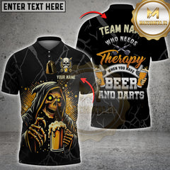 Maxcorners Darts Grim Reaper Beer Personalized Name, Team Name 3D Shirts