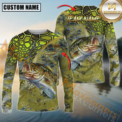 Maxcorners Bass Fishing Skinfish Pattern Sport Jersey Personalized Name, Team Name 3D All Over Printed Clothes
