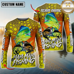 Maxcorners Mahi-Mahi Fishing Blue Wave Dynamic Skinfish Pattern Sport Jersey Personalized Name, Team Name 3D All Over Printed Clothes