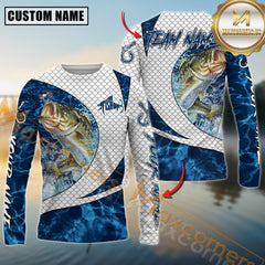 Maxcorners Bass Fishing Blue Wave Dynamic Sport Jersey Personalized Name, Team Name 3D All Over Printed Clothes