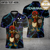 Maxcorners Dart Rooster Shirt Angry Cartoon Rooster with Cap, Multicolor Options Personalized Name, Team Name 3D Shirt (4 Colors)