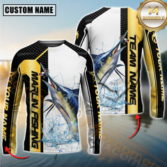 Maxcorners Marlin Fishing Golden Premium Dynamic Strike Sport Jersey Personalized Name, Team Name Long Sleeve Shirt