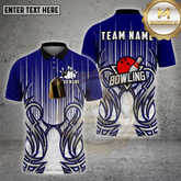 Maxcorners Bowling Shirt Abstract Flame Strike Pattern Multicolor Options Personalized Name, Team Name 3D Shirt (4 Colors