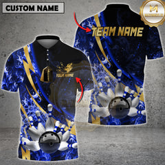Maxcorners Bowling Lightning Strike Fire Multicolor Options Personalized Name, Team Name 3D Shirt (4 Colors)