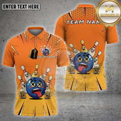 Maxcorners Bowling Shirt Crazy Bowling Ball Funny Cartoon Personalized Name, Team Name Unisex 3D Shirt
