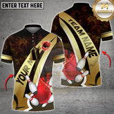 Maxcorners Bowling Shirt Gold Flame Power Multicolor Options Personalized Name, Team Name 3D Shirt (4 Colors)