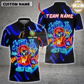 Maxcorners Hip Hop Bear Neon Wild Style Multicolor Options Personalized Name, Team Name 3D Shirt (4 Colors)