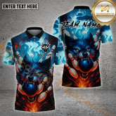 Maxcorners Bowling Fire Wolf Multicolor Options Personalized Name, Team Name 3D Shirt (4 Colors)