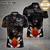 Maxcorners Bowling Eyed Dark Wolf Multicolor Options Personalized Name, Team Name 3D Shirt (4 Colors)