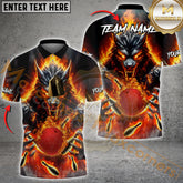 Maxcorners Bowling Shirt Fire Beast Power Multicolor Options Personalized Name, Team Name 3D Shirt (4 Colors)