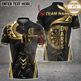 Maxcorners Darts Polo Gold Black 3D Dartboard Design Multicolor Options Personalized Name, Team Name 3D Shirt (4 Colors)