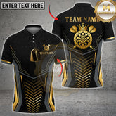 Maxcorners Dart Polo Shirt Royal Dartboard Gold Crown Design Multicolor Options Personalized Name, Team Name 3D Shirt (4 Colors)