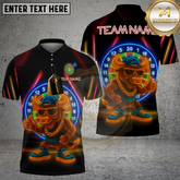 Maxcorners Dart Shirt Neon Bull Style with Hip Hop Chains Multicolor Options Personalized Name, Team Name 3D Shirt (4 Colors)
