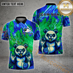 Cool Panda Bowling Jersey β Custom Graffiti Bowling Shirt with Personalized Name & Team, Neon Style