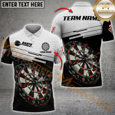 Maxcorners Darts Polo Shirt 3D Dartboard Print Multicolor Options Personalized Name, Team Name 3D Shirt (4 Colors)