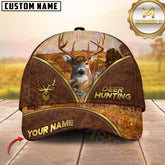 Maxcorners Hunting Brown Leather Style Multicolor Options Personalized Name 3D Cap