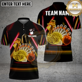 Maxcorners Bowling Shirt Funny Turkey Pins Neon Style Multicolor Options Personalized Name, Team Name 3D Shirt (4 Colors)