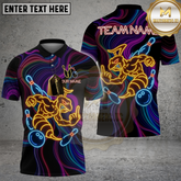 Maxcorners Angry Hornet Bowling Neon Mascot Multicolor Options Personalized Name, Team Name 3D Shirt (4 Colors)