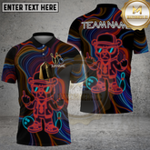 Maxcorners Bowling Neon Rapper Bear Multicolor Options Personalized Name, Team Name 3D Shirt (4 Colors)