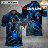 Maxcorners Bowling Shirt Grim Reaper Lightning Multicolor Options Personalized Name, Team Name 3D Shirt (4 Colors)