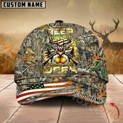 Maxcorners Hunting Hat – Camo Beer & Deer Design with USA Flag, Multicolor Options Personalized Name Custom Cap