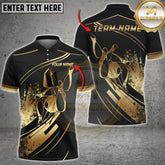Maxcorners Bowling Shirt Dynamic Throw Pose Gold Splatter Art Multicolor Options Personalized Name, Team Name 3D Shirt (4 Colors)