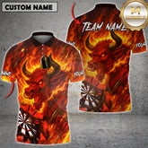 Maxcorners Darts Shirt Bull Fire Flames Multicolor Options Personalized Name, Team Name 3D Shirt (4 Colors)