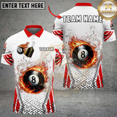 Maxcorners Billiards Shirt Flame 8 Ball Multicolor Options Personalized Name, Team Name 3D Shirt (4 Colors)