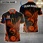 Maxcorners Phoenix Bowling Flame Design Multicolor Options Personalized Name, Team Name 3D Shirt (4 Colors)