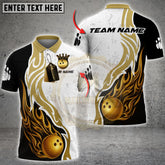 Maxcorners Bowling Jersey Flame Ball Royal Design Multicolor Options Personalized Name, Team Name 3D Shirt (4 Colors)