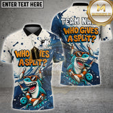 Maxcorners Bowling Shirt Shark Cartoon Paint Design Multicolor Options Personalized Name, Team Name 3D Shirt (4 Colors)