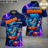 Maxcorners Bowling Jersey Neon Shark Theme Bowling Party Multicolor Options Personalized Name, Team Name 3D Shirt (4 Colors)
