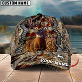 Maxcorners Deer Hunting American Flag Camo Multicolor Options Personalized Name 3D Cap