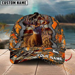 Maxcorners Deer Hunting American Flag Camo Multicolor Options Personalized Name 3D Cap