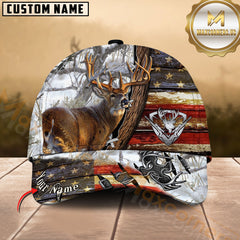 Maxcorners Deer Hunting American Flag Rustic Camo Multicolor Options Personalized Name 3D Cap