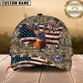 Maxcorners Hunting Deer Cap American Flag Camo Multicolor Options Personalized Name 3D Cap