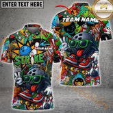 Maxcorners Bowling Shirt Street Strike Graffiti Skater Style Multicolor Options Personalized Name, Team Name 3D Shirt (4 Colors)