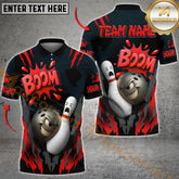 Maxcorners Bowling Shirt Boom Cartoon Impact Style Multicolor Options Personalized Name, Team Name 3D Shirt (4 Colors)