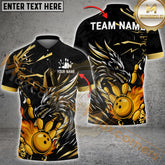 Maxcorners Dragon Bowling Fire Strike Multicolor Options Personalized Name, Team Name 3D Shirt (4 Colors)