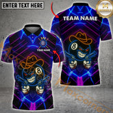 Maxcorners Neon Cowboy 8-Ball Gunslinger Multicolor Options Personalized Name, Team Name 3D Shirt (4 Colors)